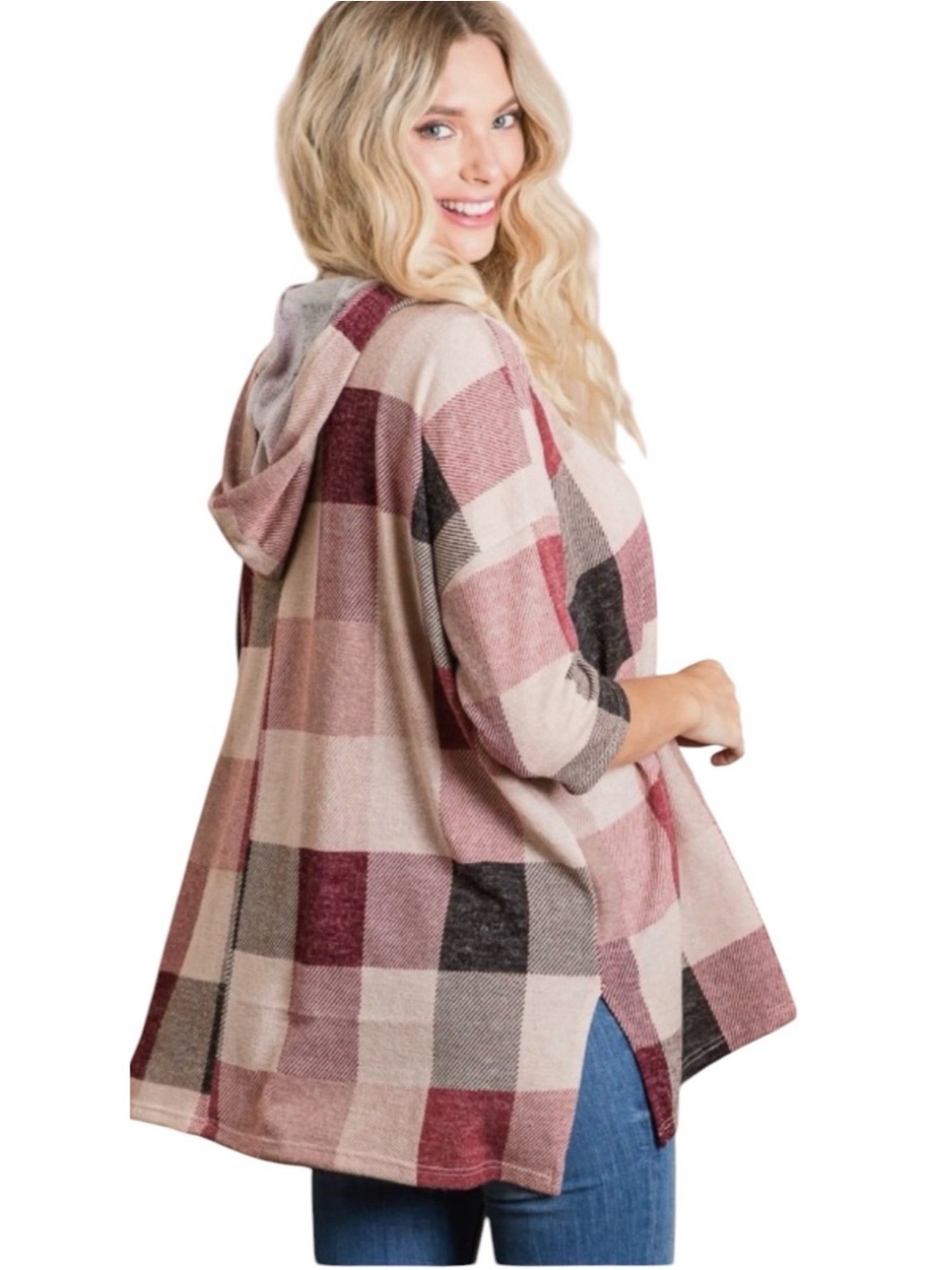 377: BIBI NEW HOODIE BURGUNDY TAUPE (H2) - Picture 2 of 2